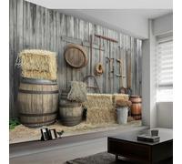 Buohwiwe Mural Wallpaper Rural Farm, 3D Effect Panoramic Photo Wallpaper Country Theme Non-Woven Murals 450x315 cm Art Print Wall Poster Mural Bedrooms Living Room Modern Decoration q.6297