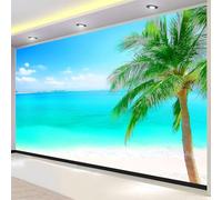 Buohwiwe Mural Wallpaper Sea View, 3D Effect Panoramic Photo Wallpaper Tropical Beach Non-Woven Murals 350x256 cm Art Print Wall Poster Mural Bedrooms Living Room Modern Decoration w.4329
