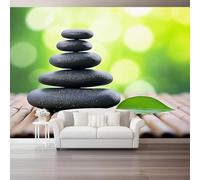 Buohwiwe Mural Wallpaper Stone, 3D Effect Panoramic Photo Wallpaper Pebbles Non-Woven Murals 300x210 cm Art Print Wall Poster Mural Bedrooms Living Room Modern Decoration w.6299