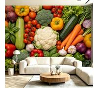 Buohwiwe Mural Wallpaper Vegetables 3D Effect Panoramic Photo Wallpaper | Ingredients Non-Woven Murals 400x280 cm Art Wall Poster Mural Bedrooms Living Room Modern Decoration