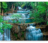 Buohwiwe Mural Wallpaper Waterfall Landscape, 3D Effect Panoramic Photo Wallpaper Fall Non-Woven Murals 450x315 cm Art Print Wall Poster Mural Bedrooms Living Room Modern Decoration q.8335