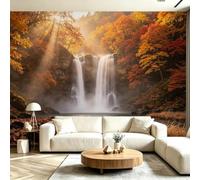 Buohwiwe Mural Wallpaper Waterfall Landscape, 3D Effect Panoramic Photo Wallpaper Nature Theme Non-Woven Murals 300x210 cm Art Print Wall Poster Mural Bedrooms Living Room Modern Decoration M.2105