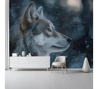 Buohwiwe Mural Wallpaper Wolf Animal Pattern, 3D Effect Panoramic Photo Wallpaper Wild Animals Non-Woven Murals 350x256 cm Art Print Wall Poster Mural Bedrooms Living Room Modern Decoration w.8497