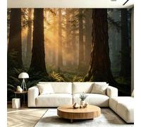Buohwiwe Mural Wallpaper Woods Landscape, 3D Effect Panoramic Photo Wallpaper Natural Scenery Non-Woven Murals 250x175 cm Art Print Wall Poster Mural Bedrooms Living Room Modern Decoration M.1798