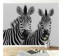 Buohwiwe Mural Wallpaper Zebra Animal, 3D Effect Panoramic Photo Wallpaper Africa Wildlife Non-Woven Murals 200x140 cm Art Print Wall Poster Mural Bedrooms Living Room Modern Decoration w.2975