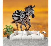 Buohwiwe Mural Wallpaper Zebra Animal, 3D Effect Panoramic Photo Wallpaper Africa Wildlife Non-Woven Murals 150x105 cm Art Print Wall Poster Mural Bedrooms Living Room Modern Decoration w.6584
