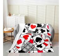 Buohwiwe Playing Cards Blanket Poker Throw Blanket Fluffy Fleece Blanket Pattern 3D Printing Warm Flannel Blankets 100x130 cm Super Soft Cozy for Travel Couch Sofa Bed 1345m