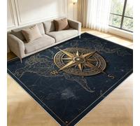 Buohwiwe Printed Area Rugs Compass for Bedroom Living Room 100x120cm | Non-Slip, Non Shedding, Sailing Rug, 3D Soft Low Pile Indoor Carpet for Kitchen, Office, Home Déco