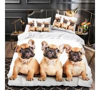 Buohwiwe Pug Emperor Size Duvet Cover Set 290x235 cm Dog Animals Quilt Cover 3D Reversible Bedding with Pillowcases Zipper Closure Soft Easy Care Comforter Covers Set a.4983
