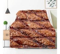 Buohwiwe Steak Pattern Blanket Gourmet Food Throw Blanket Fluffy Fleece Blanket 3D Printing Warm Flannel Blankets 130x150 cm Super Soft Cozy Plush Blanket for Travel Couch Sofa Bed Y562
