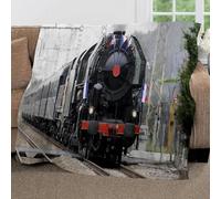 Buohwiwe Steam Train Blanket Retro Adult Children Throw Blanket Fluffy Fleece Blanket Steam Train 3D Printing Warm Flannel Blankets 130x150 cm Super Soft Cozy for Travel Couch Sofa Bed m2991