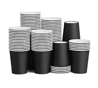 BUOKKON 100 Pack 8oz Black Paper Cups for Hot & Cold Drinks Compostable Disposable Coffee/Tea Cups for Party DIY Holiday Wedding Birthday Activities