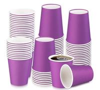 BUOKKON 100 Pack 8oz Purple Paper Cups for Hot & Cold Drinks Compostable Disposable Coffee/Tea Cups for Party DIY Holiday Wedding Birthday Activities
