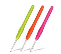 BUOKKON 2/2.5/3mm Crochet Hook Set, Aluminum Ergonomic Crochet Hooks Set Soft Grip Rubber Handle Crochet Needle for Beginners and Handmade DIY Knitting Coasters, Hair Clips & Miniature Ornaments