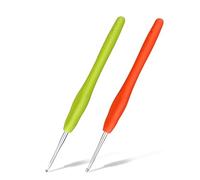 BUOKKON 2/2.5mm Crochet Hook Set, Aluminum Ergonomic Crochet Hooks Set Soft Grip Rubber Handle Crochet Needle for Beginners and Handmade DIY Knitting Hair Clips, Necklaces & Miniature Ornaments