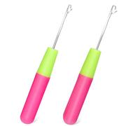 BUOKKON 2PCS Crochet Hook, Plastic Handle Crochet Needle, Dreadlock Latch Hook Kits for Adults Feather Hair Extension, Crochet Braids, Hook Beads (S & L)