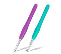 BUOKKON 5/5.5mm Crochet Hooks Set, Aluminum Ergonomic Crochet Hooks Set Soft Grip Rubber Handle Crochet Needle for Beginners and Handmade DIY Knitting Scarves, Gloves, Throw Blankets & Cushions
