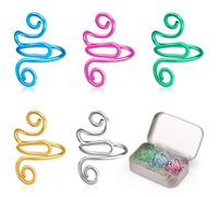 BUOKKON 5 Pcs Adjustable Knitting Rings, Adjustable Knitting Loop Crochet Ring, Crochet Rings for Fingers with Sewing Needles, Yarn Guide Finger Holder for DIY Craft Accessories
