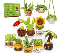 BUOKKON Beginner Crochet Kit for Adults, 11 Pcs Potted Plant Crochet Kit