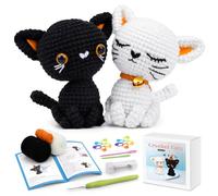BUOKKON Crochet Kit for Beginners Adults, Crochet Animal Kit, 2PCS Cat Crochet Starter Kit Knitting Kit with Yarn, Video Tutorials, Knitting Kit for Adults, Easy Crocheting for Adults Craft