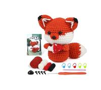 BUOKKON Crochet Kit for Beginners, Crochet Animal Kit, Fox Beginner Crochet Kit with Step-by-Step Video Tutorials Yarns Crochet Hook, Crochet Starter Kit for Adults DIY Knitting Supplies