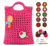 BUOKKONCrochet Kits for Beginners Adults, Rose Red Bag with Cookies Crochet Kit for Memory Matching Game Include Video Tutorial, Instruction, Yarn for Families, Parties and Educational Activities