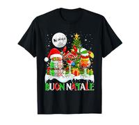 Buon Natale Merry Xmas Italian Three Santa Cocktail Glasses T-Shirt
