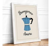 Buongiorno Amore Typography Framed Wall Art Print A2 (59.4×42cm) White, Wall Decor for Living Room, Bedroom, Office & Home, Ready to Hang, Art Gift