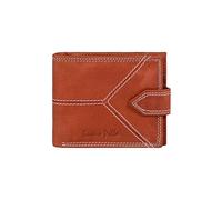 Buono Pelle RFID Blocking Mens Designer Genuine Real Leather Wallet with Large Zip Coin Pocket/Pouch Gift Boxed (Distressed Crunch Tan)
