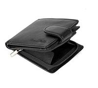 Buono Pelle Wallets Mens Slim RFID Blocking Genuine Leather with Zip Coin Pocket, Banknote Compartments, Card Holders Pouch ID Window. Wallet for Men with Gift Box (Jet Black)