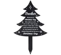 BUoonyer Christmas Grave Decorations for Cemetery - Brother Metal Memorial Grave Markers, Xmas Tree Garden Sympathy Plaque Stake, Boy Remembrance Graveside Burial Decor Sign for Outdoor Outside Yard