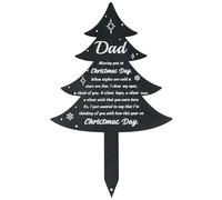 BUoonyer Christmas Grave Decorations for Cemetery - Dad Metal Memorial Grave Markers, Father Graveyard Remembrance Plaque Stake, Xmas Tree Sympathy Graveside Burial Decor Sign for Outdoor Yard Garden