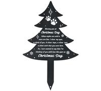BUoonyer Christmas Grave Decorations for Cemetery - Pet Metal Memorial Grave Markers, Xmas Tree Garden Sympathy Plaque Stake, Pet Remembrance Graveside Burial Decor Sign for Outdoor Outside Yard