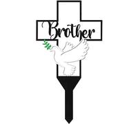 BUoonyer Garden Stake Graves Cemetery Decorations, Brother Metal Memorial Grave Markers, Cross Graveyard Commemorative Plaque for Boy, Dove Remembrance Sympathy Graveside Decor Sign for Outdoor Yard