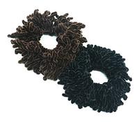 Buorsa 2Pack Volumising Scrunchie Big Hair Tie Ring Hijab Volumizer Khaleeji Headwear,Dark Coffer & Black