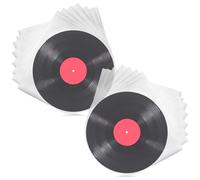 BUOSHUO Pack of 100 Vinyl Record Inner Sleeves 12 Inch Antistatic Premium HDPE 50 Micron for Lorde/Kraftwerk Vinyl LPs Round Bottom Vinyl Protective Sleeves, Transparent Record Sleeves