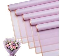 Bupduq 30 Sheets Lavender Purple Gold Edge Flower Bouquet Wrapping Paper，Florist Supplies Fully Water-Resistant Floral Bouquet Wrapping Paper Bouquet Accessorie，Flower Shop Packaging Pape for DIY Gift