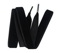 BupiMufi 16mm Wide Flat Velvet Shoelaces, Single-Sided Velvet Ribbon, 100-140cm, Black, 120cm