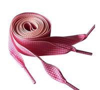 BupiMufi 1Inch Wide Checked Shoelaces Flat Shoe Laces Patterned Band for Trainers Boots and Shoes 120 cm, No.2 Pink