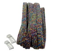 BupiMufi Elastic Shoes Laces Glitter Shoelace Flat - No Tie Needed Quick release Buckle for Casual Walking Shoes Sneakers 100cm Colorful