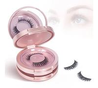 Buqikma 3 Layers Circle Eyelash Box with Mirror, Empty Eyelash Storage Case Organizers Travel Lash Case with Lash Holder for Cosmetic （Rose Gold）