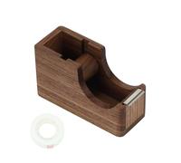 Buqoo Cute Wooden Desk Tape Dispenser Natural North American Black Walnut Wood Double Sided Tape Dispenser Desk, Elegant Packing Weighted Decorative Tape Holder for Office School and Home Use