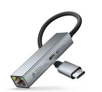 Buqpow 2 in 1 USB C Network Card with PD 60W Fast Charging Port 1000Mbps Type C to Ethernet RJ45 Lan Gigabit Adapter for PC