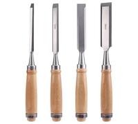 Buqpow 4Pcs Wood Chisels Tool Set Chrome-Vanadium Steel Wood Carving Chisels Woodworking Tools for Carpenter 6/12/18/24mm