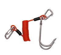 Buqpow Double Head Dive Reef Rafting Hook Stainless Steel Reef Hook Spiral Coil Spring Cord Hook Dive Safety Accessory Orange