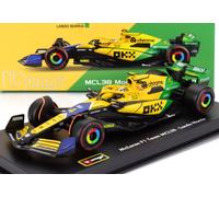 F1 McLAREN MCL38 2024 Monaco GP Livrea Senna 30th Anniversary - Formula 1 - LANDO NORRIS 4 with Helmet - Scale 1:43 12 cm - Bburago 18-38215-N