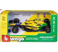 Bburago McLaren MCL38 Monaco F1 Season 2024 Lando Norris #4 Scale 1:43 Toy Model
