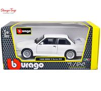 Bburago 1:24 BMW M3 E30 1988 White with Blue & Red Stripe Diecast Model Car