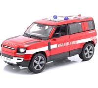 Burago Land Rover Defender Fire Brigade, 1:24 Scale Model, Italian Emergency Vehicle, Red with White Details