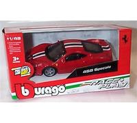 Burago race & play F'ERRAR'I 458 speciale in red Pull Back & Go car 1:43 scale Diecast model